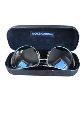 Dolce & Gabbana Aviator Sunglasses - Black Lenses, Wire Frame